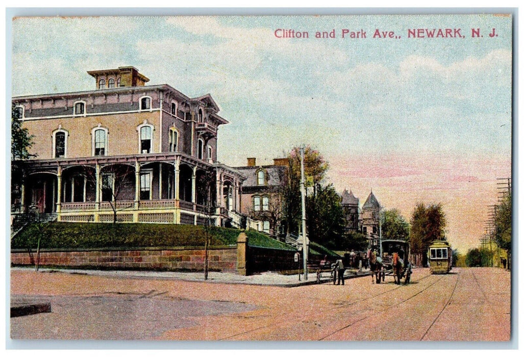 1909 Scenic View Clifton Park Avenue Newark New Jersey Vintage Antique Postcard