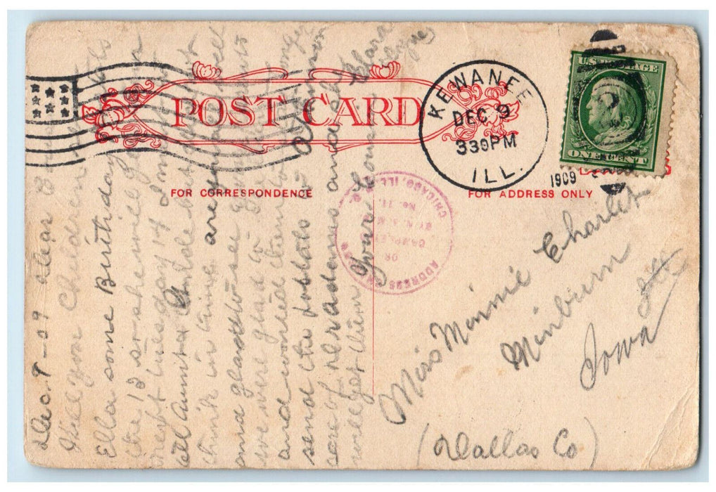 1909 View Of Tremant Street Looking North Kewanee Illinois IL Antique Postcard