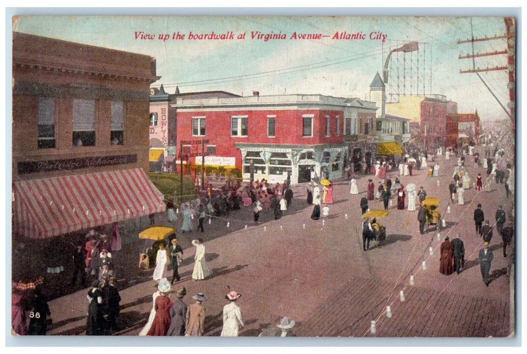 1909 View Boardwalk Virginia Avenue Atlantic City New Jersey NJ Vintage Postcard