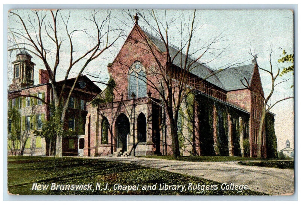 1912 Chapel Library Rutgers College New Brunswick New Jersey NJ Vintage Postcard