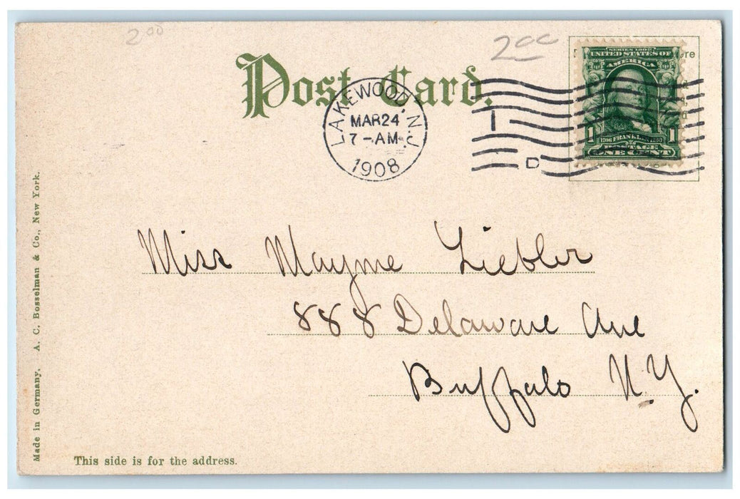 1908 Flower Garden Georgian Court Terrace Grove Statue View Lakewood NJ Postcard