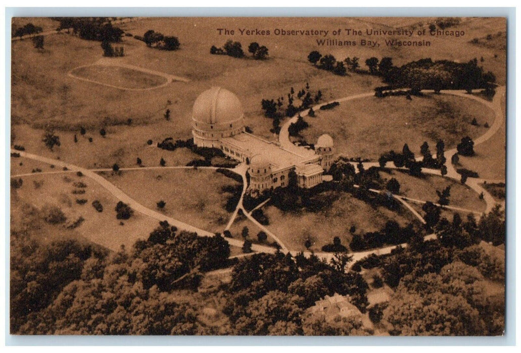 Aerial View Yerkes Observatory University Of Chicago Williams Bay WI Postcard
