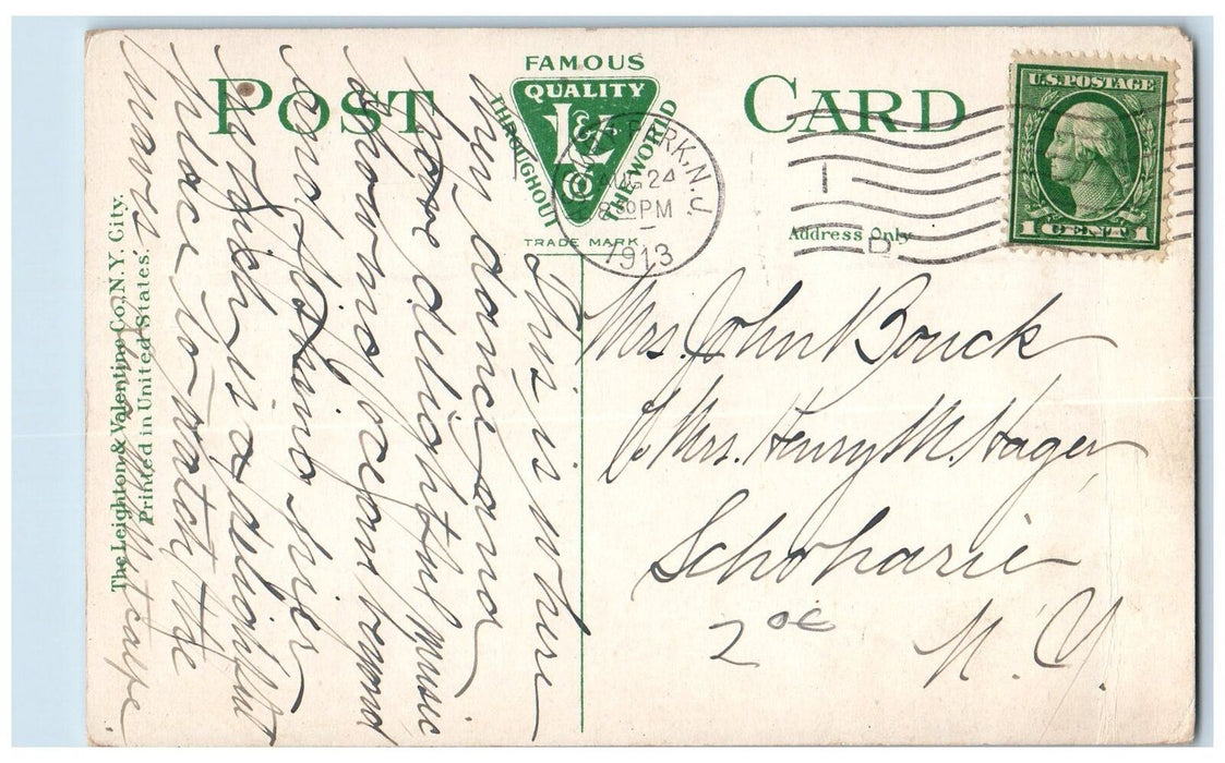 1913 The Casino Building Connecting Roads Boardwalk Boat Asbury Park NJ Postcard