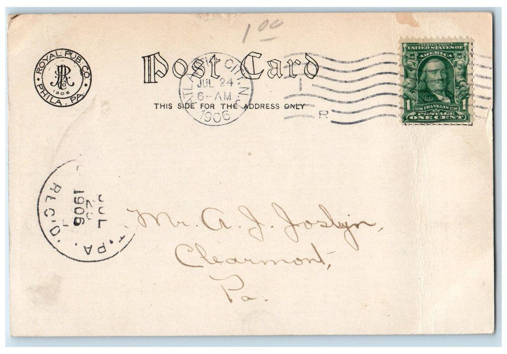 1906 Bathers Swimming Seaside Sailboat Boardwalk View Atlantic City NJ Postcard