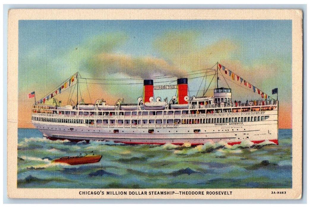 c1940's Chicago's Million Dollar Steamship Theodore Roosevelt Michigan Postcard