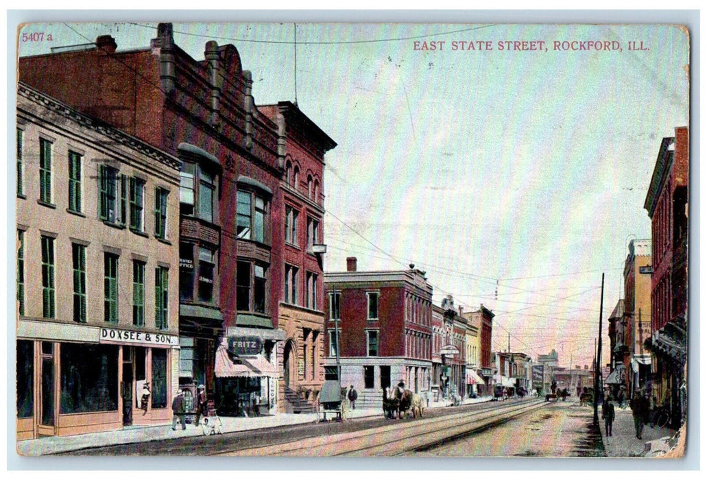 1909 East State Street Fritz Stores Building View Rockford Illinois IL Postcard
