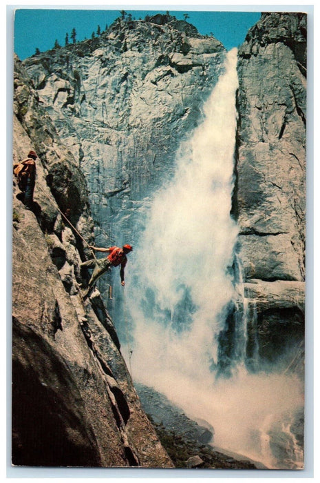 Yosemite National Park California Upper Yosemite Falls Rock Climbers CA Postcard