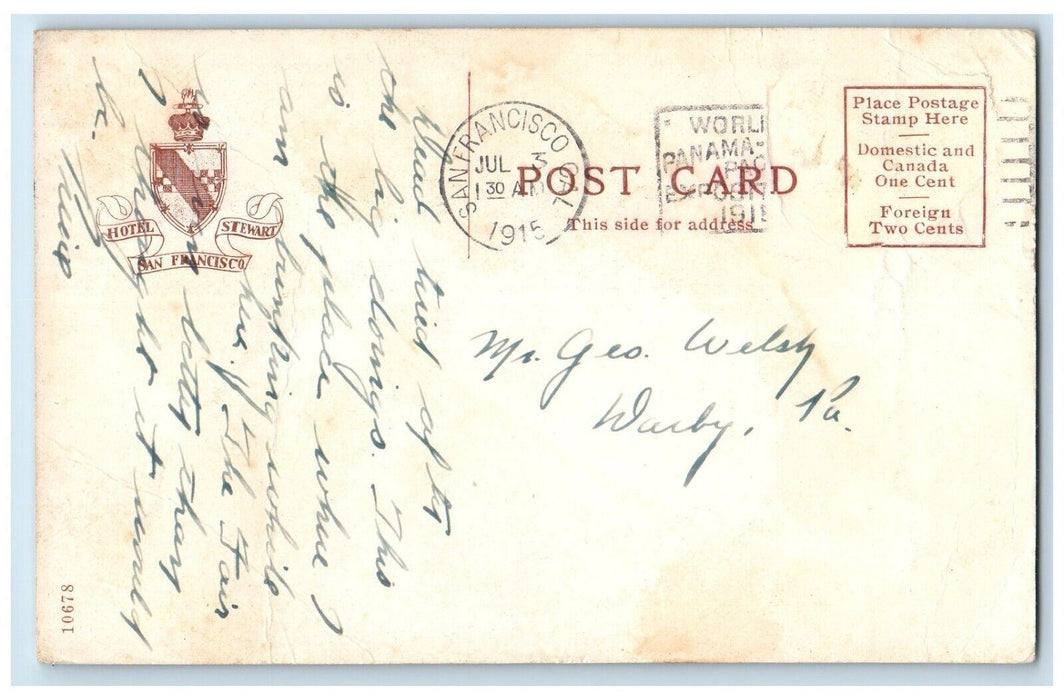 1915 Louis XVI Salon Hotel Stewart Interior San Francisco California CA Postcard