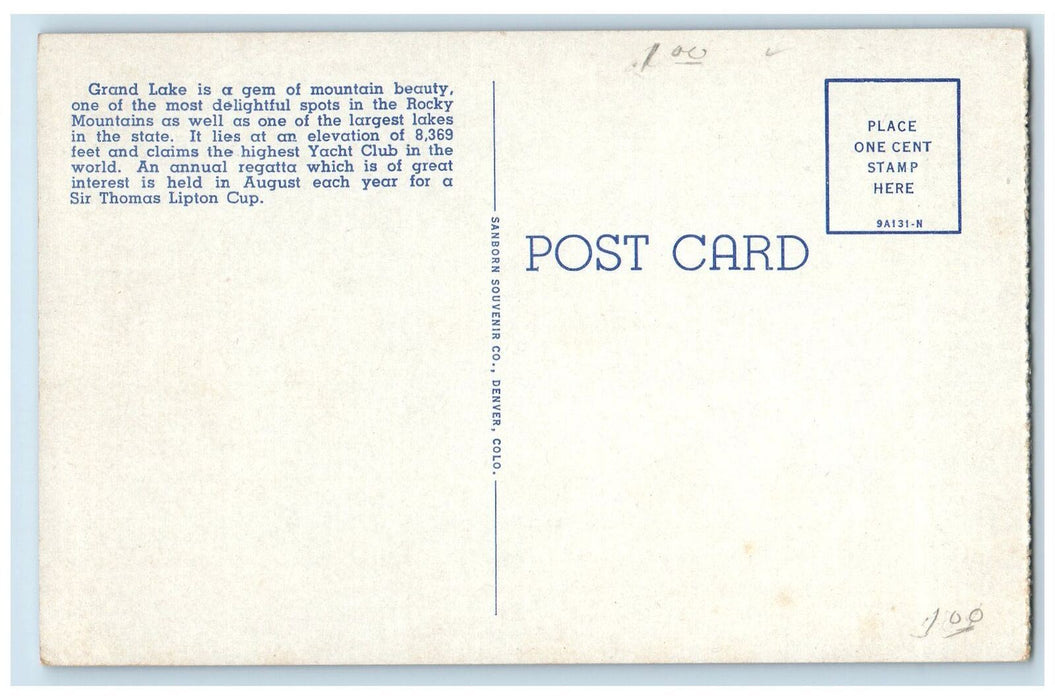 c1950 Grand Western Gateway Lake Rocky Mountain Park Sailboat Forest CO Postcard