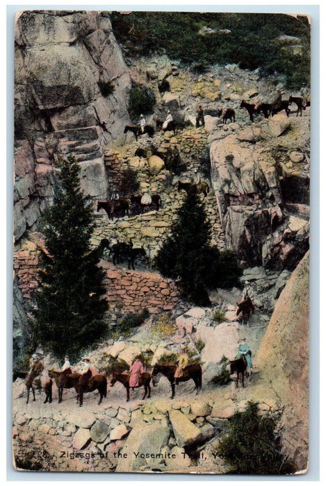 Zigzags Yosemite Trail Horse Riding Yosemite Valley California CA Postcard