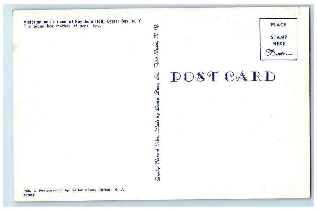 c1960 Victorian Music Room Raynham Hall Piano Pearl Oyster Bay New York Postcard