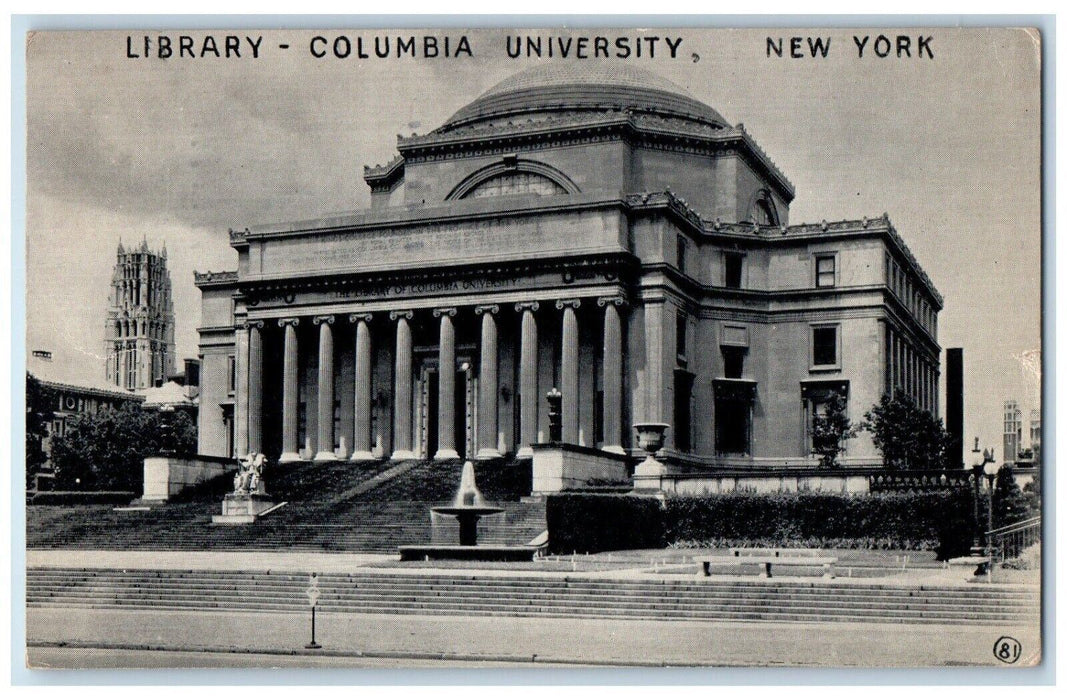 1934 Library Columbia University Building Street View New York NY Postcard