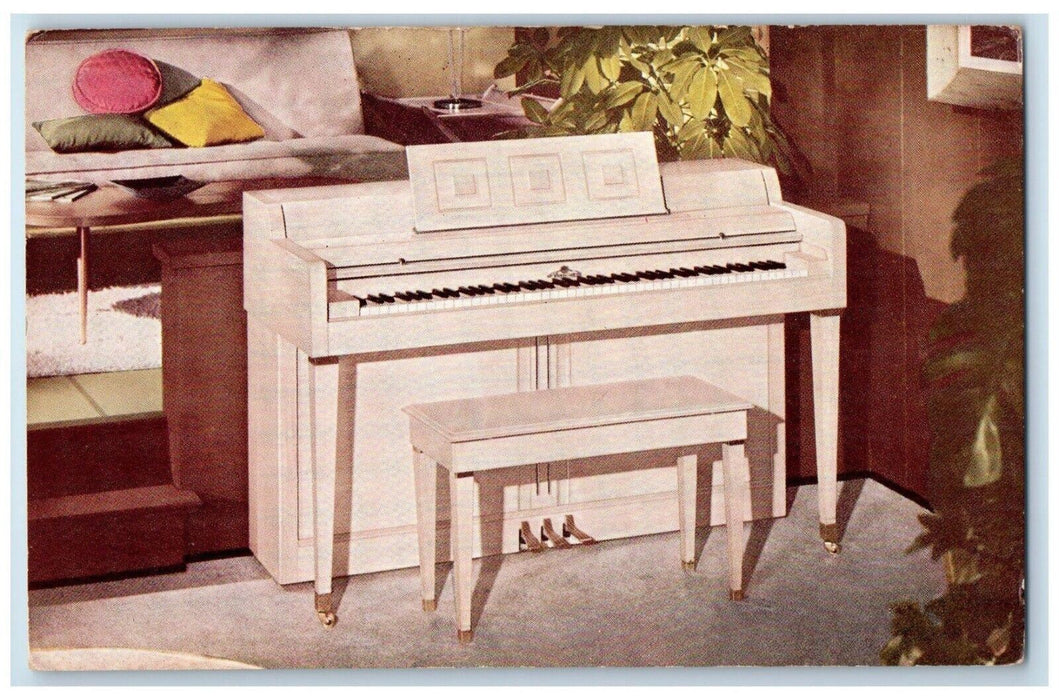 c1960 Wurlitzer Piano Model 2400 Davis Company Las Vegas Nevada Vintage Postcard