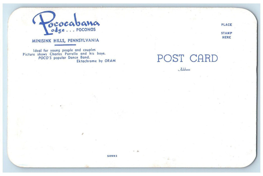 c1960 Pococabana Lodge Poconos Minisink Hills Dance Band Pennsylvania Postcard