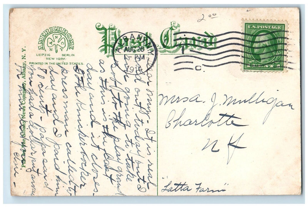 1914 The Lake House Bridge Washington Park Boating Docking Albany NY Postcard
