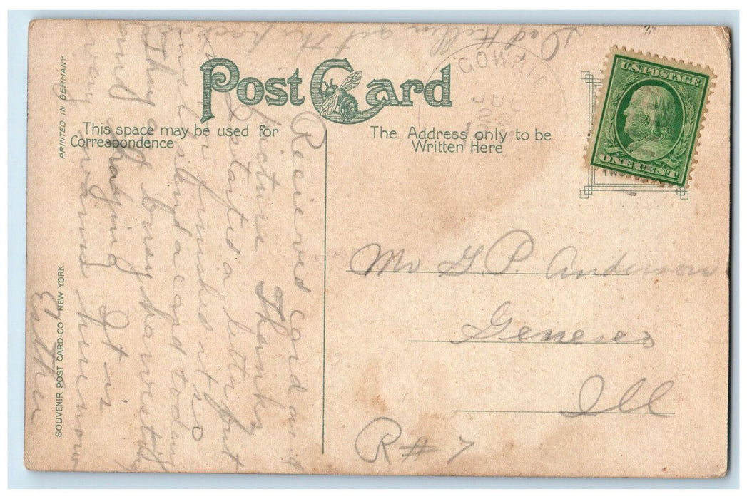 Scene At Fox Street Stores Shops Scene Aurora Illinois IL Antique Postcard