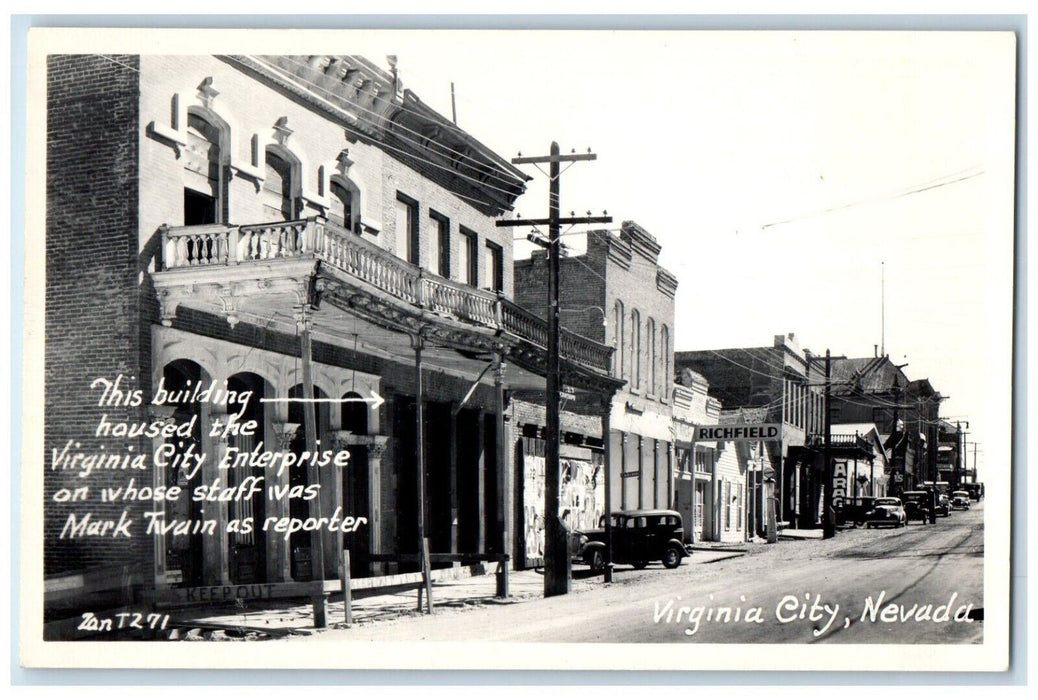 c1940's Mark Twain Reporter Building View Virginia City NV RPPC Photo Postcard