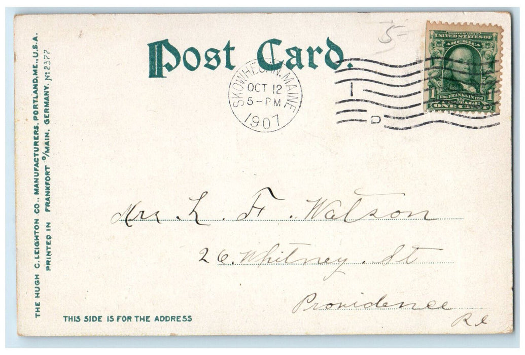 1907 M.C.R.R. Bridge Train Railroad Skowhegan Maine ME River Scene Postcard