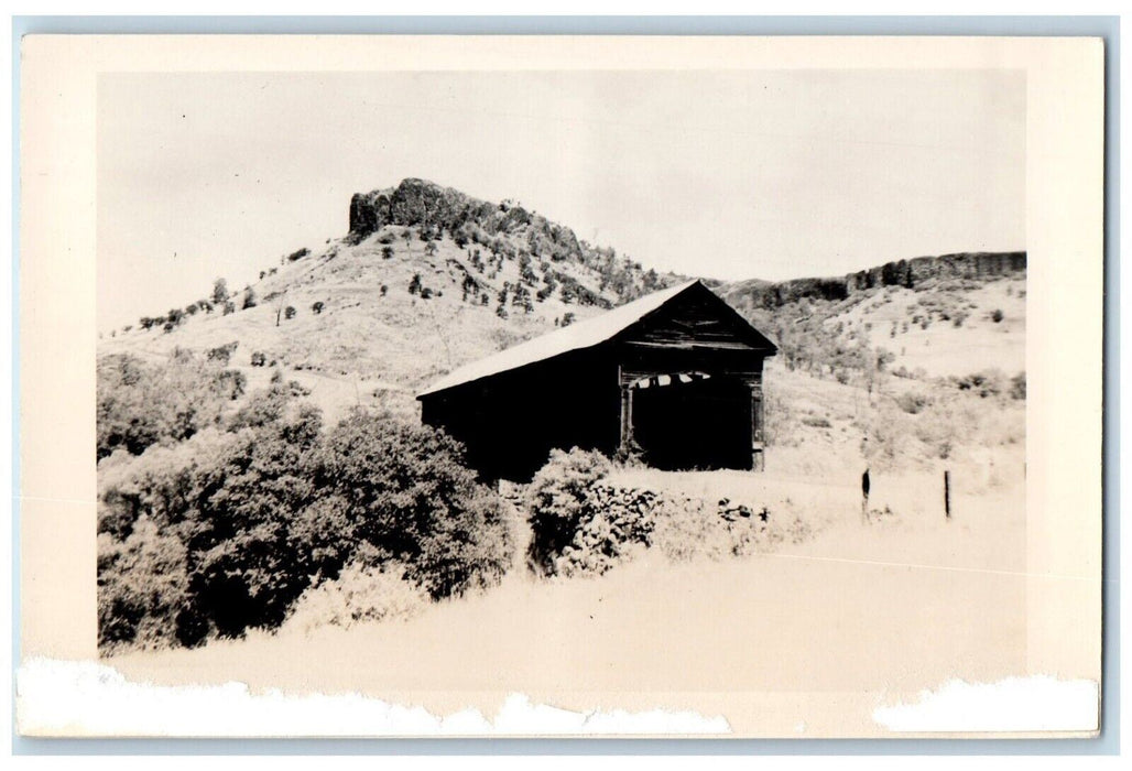 c1940s Covered Bridge O'Byrnes Ferry Stanislaus River CA RPPC Photo Postcard