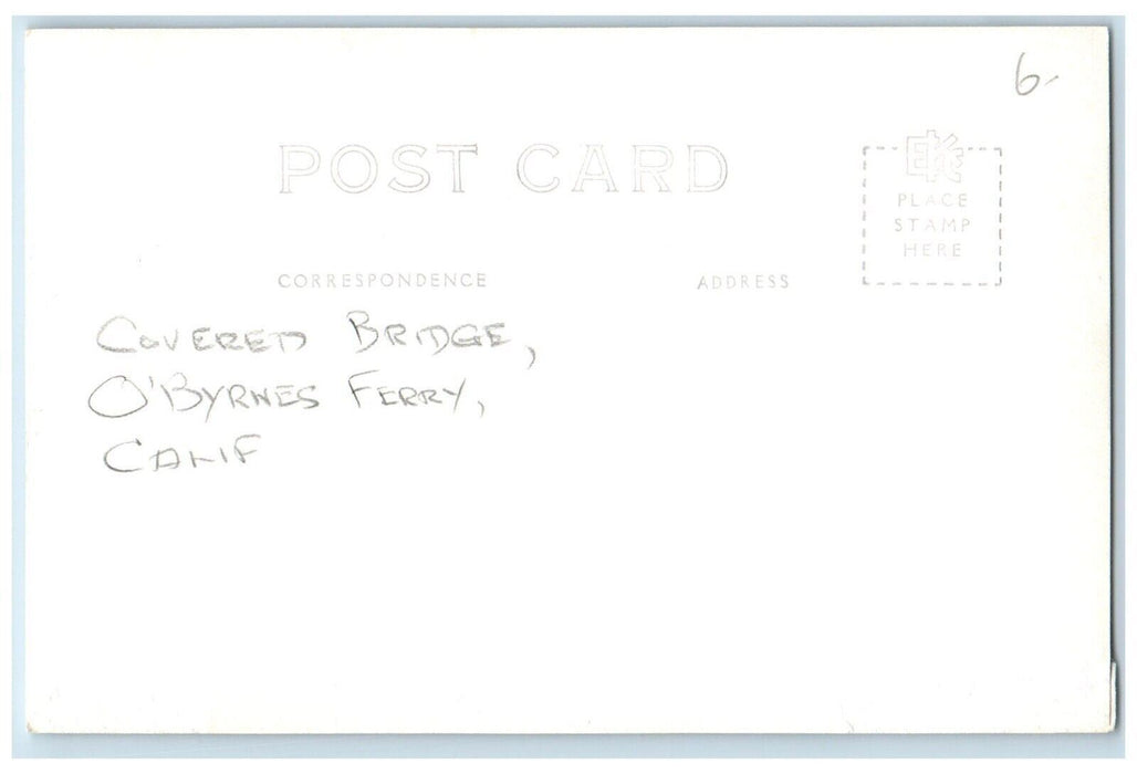 c1940s Covered Bridge O'Byrnes Ferry Stanislaus River CA RPPC Photo Postcard