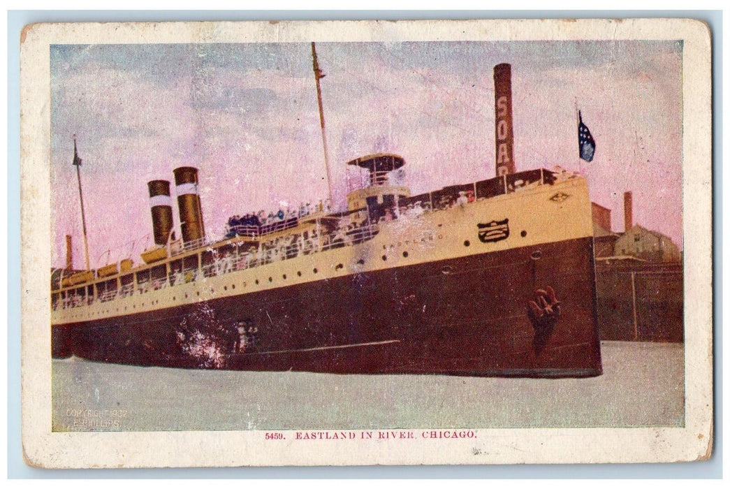 c1920's Eastland In River Chicago Illinois IL Unposted Vintage Steamer Postcard