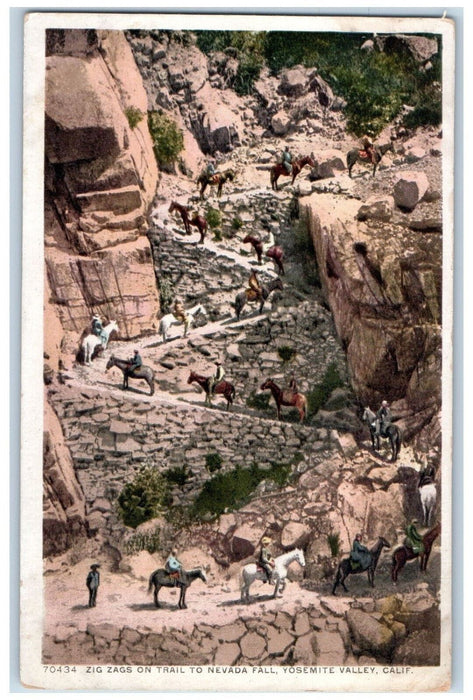 Zig Zags On Trail To Nevada Fall Yosemite Valley California CA Phostint Postcard