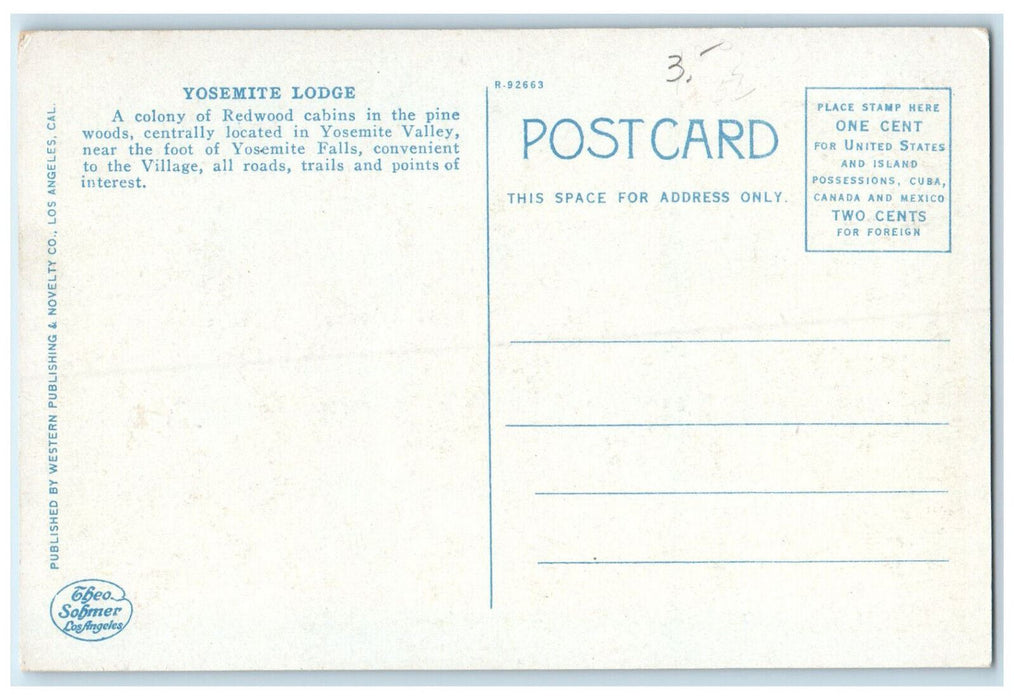 1931 Yosemite Lodge Redwood Cabins In The Pine Woods California CA Postcard