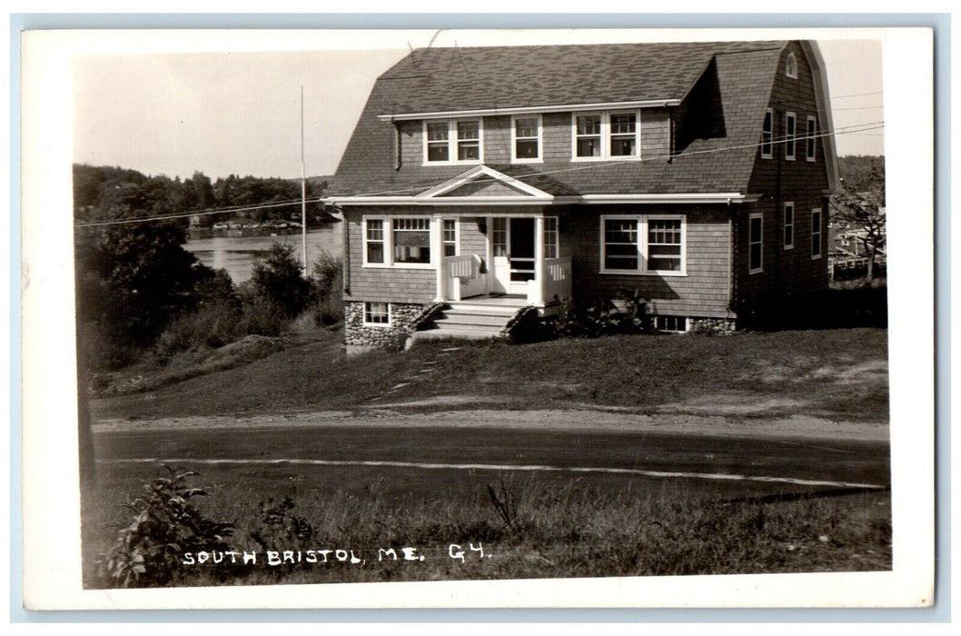 c1940's Victorian House Scene Street South Bristol Maine ME RPPC Photo Postcard