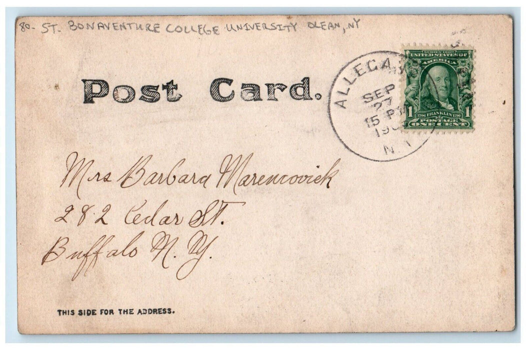 1905 St. Bonaventure College University Olean Allegany NY RPPC Photo Postcard