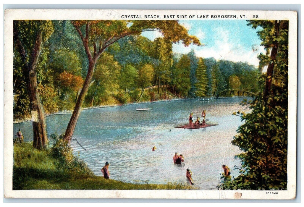 1933 Crystal Beach East Side Of Lake Bomoseen Hydeville Vermont VT Postcard