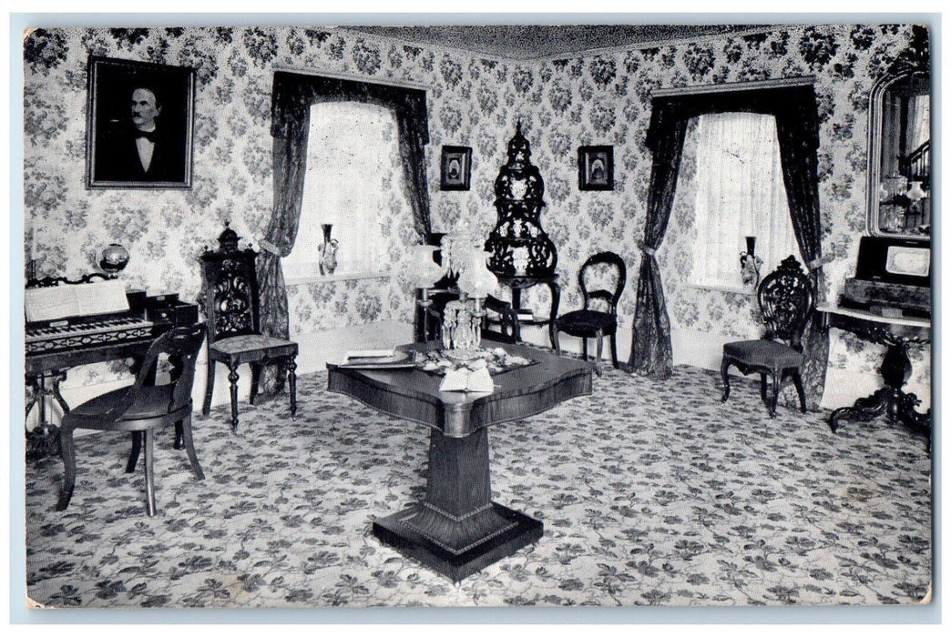 c1940 Parlor Sibley House Interior Furniture House Mendota Minnesota MN Postcard