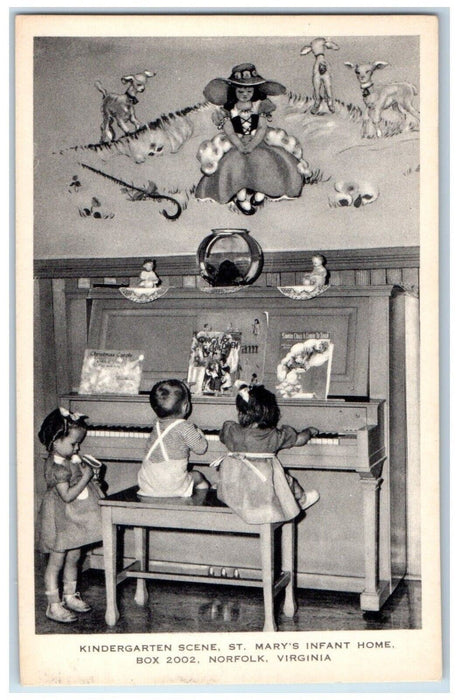 c1940 Kindergarten Scene St. Marys Infant Home Box Norfolk Virginia VA Postcard