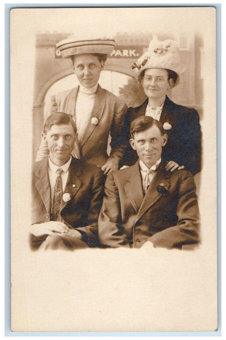 c1910's Well Dressed Couples Brothers Studio Columbus OH RPPC Photo Postcard