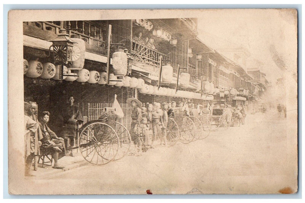 c1910's Rickshaw Japan USS Tennessee TN, Fortress Monroe VA RPPC Photo Postcard