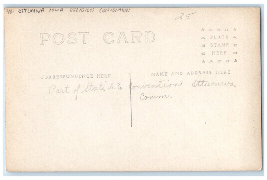 c1910's Religious Convention Ottumwa Iowa IA RPPC Photo Antique Postcard