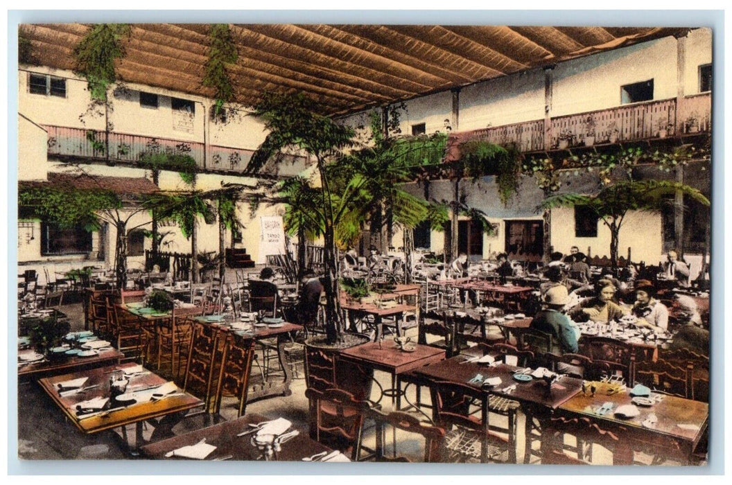 1937 El Paseo Tea Garden Restaurant Interior Santa Barbara California Postcard