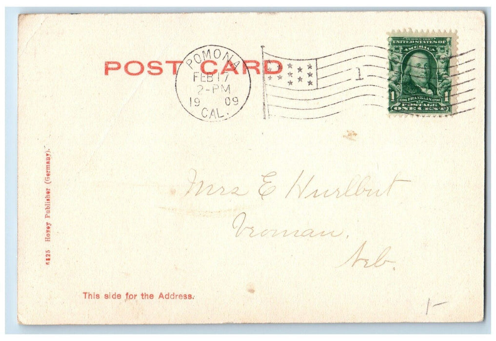 1909 Mission Exterior Building Fountain Field Santa Barbara California Postcard