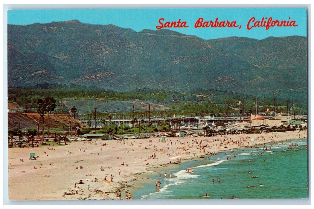 c1960 Leadbetter Beach Boat Harbor Pier Picnic Santa Barbara California Postcard