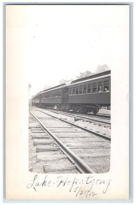 1912 Railroad Train Tracks View Lake Hopatcong New Jersey NJ RPPC Photo Postcard