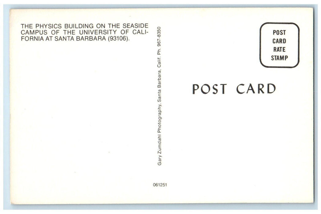 c1960 Physics Building Seaside Campus Exterior Santa Barbara California Postcard