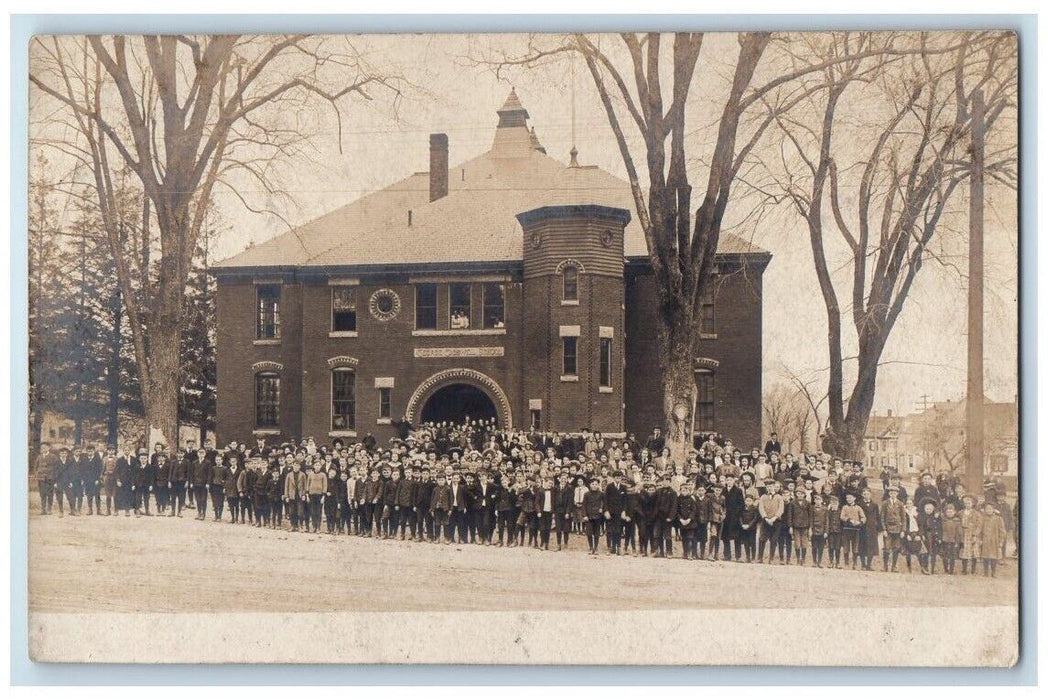 c1910's George Cogswell School Students Teacher Haverhill MA RPPC Photo Postcard