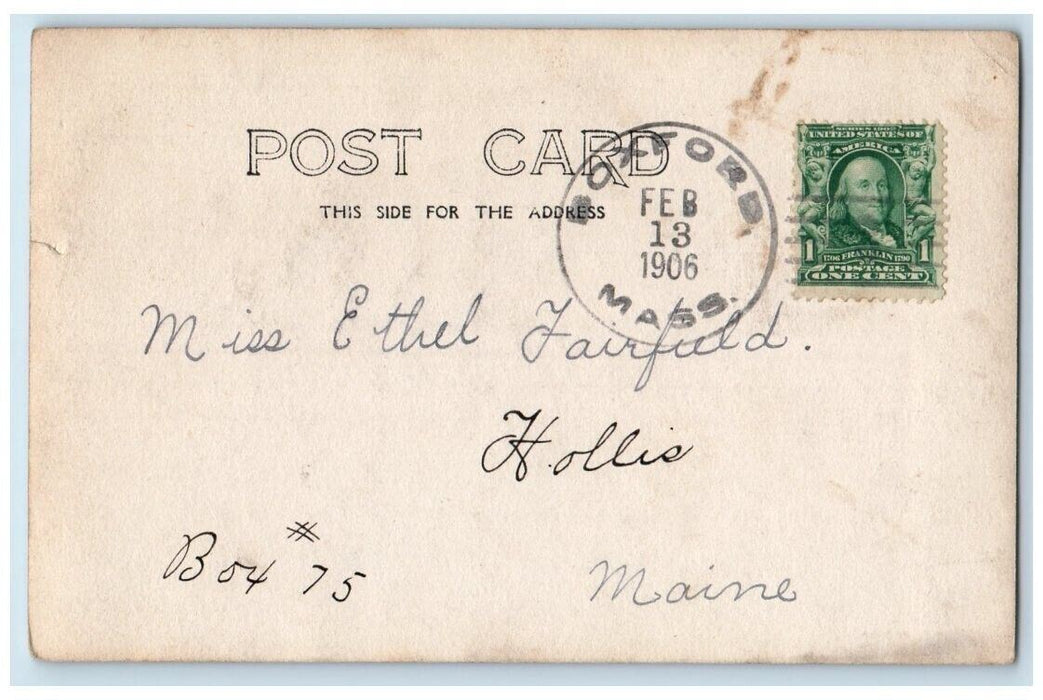 1906 Georgetown Grammar School View Oxford MA RPPC Photo Posted Postcard