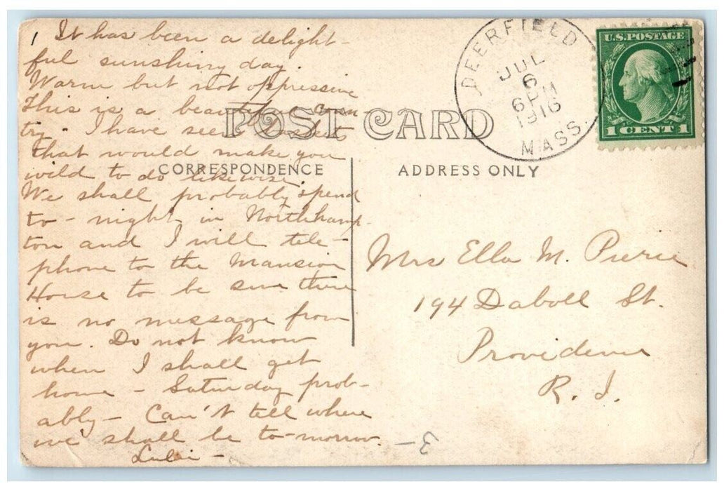 1916 Residence Home View Deerfield Massachusetts MA RPPC Photo Posted Postcard
