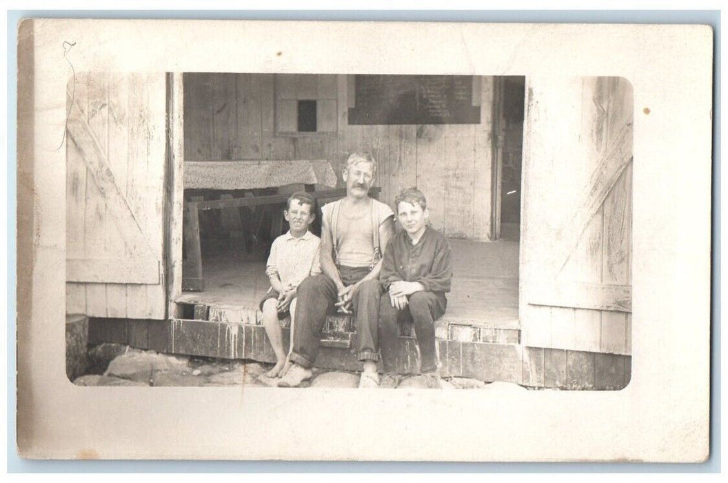 c1910's Boys Camp Man Barn Craigville Massachusetts MA RPPC Photo Postcard