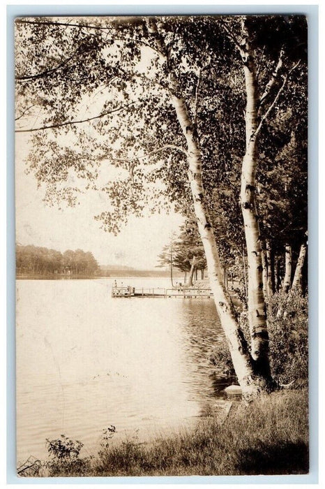 1910 Lake Shore Dock View Malden Massachusetts MA RPPC Photo Posted Postcard