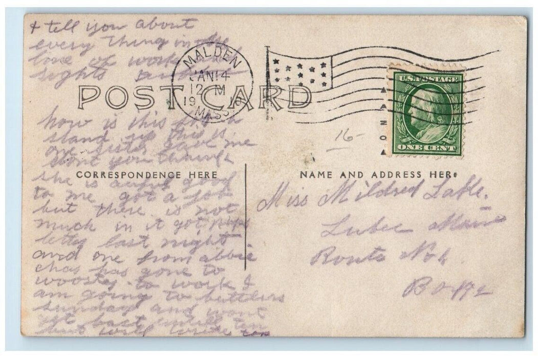 1910 Lake Shore Dock View Malden Massachusetts MA RPPC Photo Posted Postcard