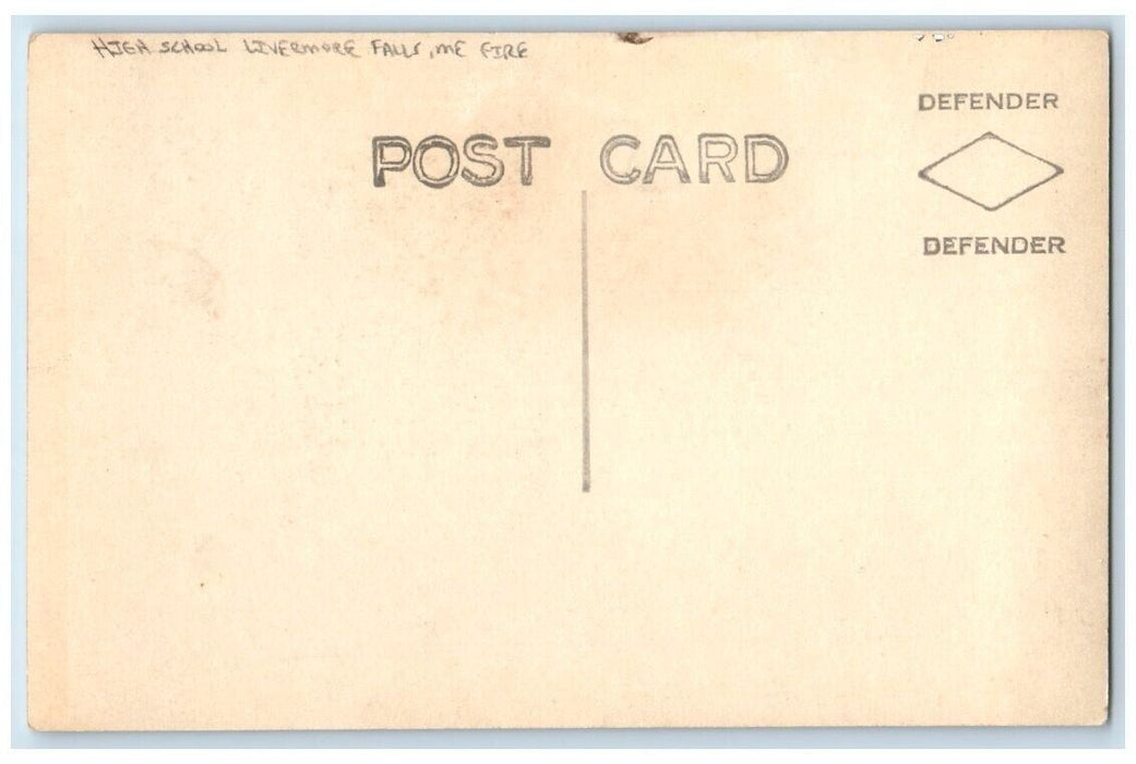 c1920's High School Fire Disaster Firemen Livermore Falls ME RPPC Photo Postcard