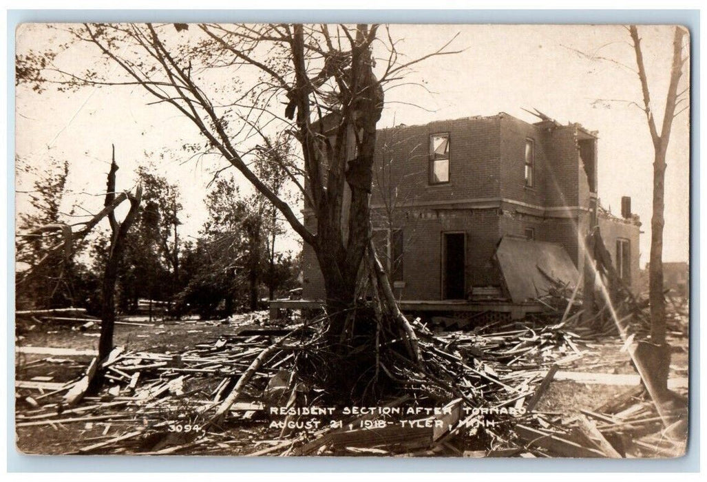 1918 Residence After Tornado Disaster Tyler Minnesota MN RPPC Photo Postcard