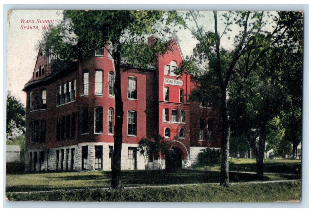 c1910's Ward School Building Campus Sparta Wisconsin WI Posted Antique Postcard