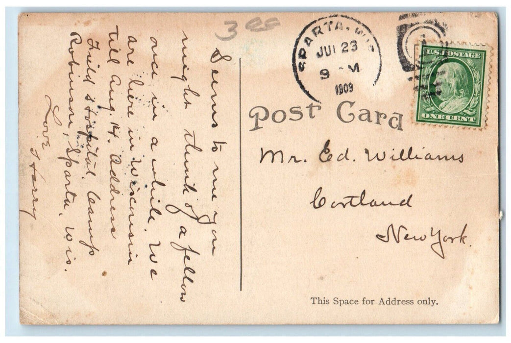 1909 Soldiers Monument North Park Cannon Sparta Wisconsin WI Antique Postcard